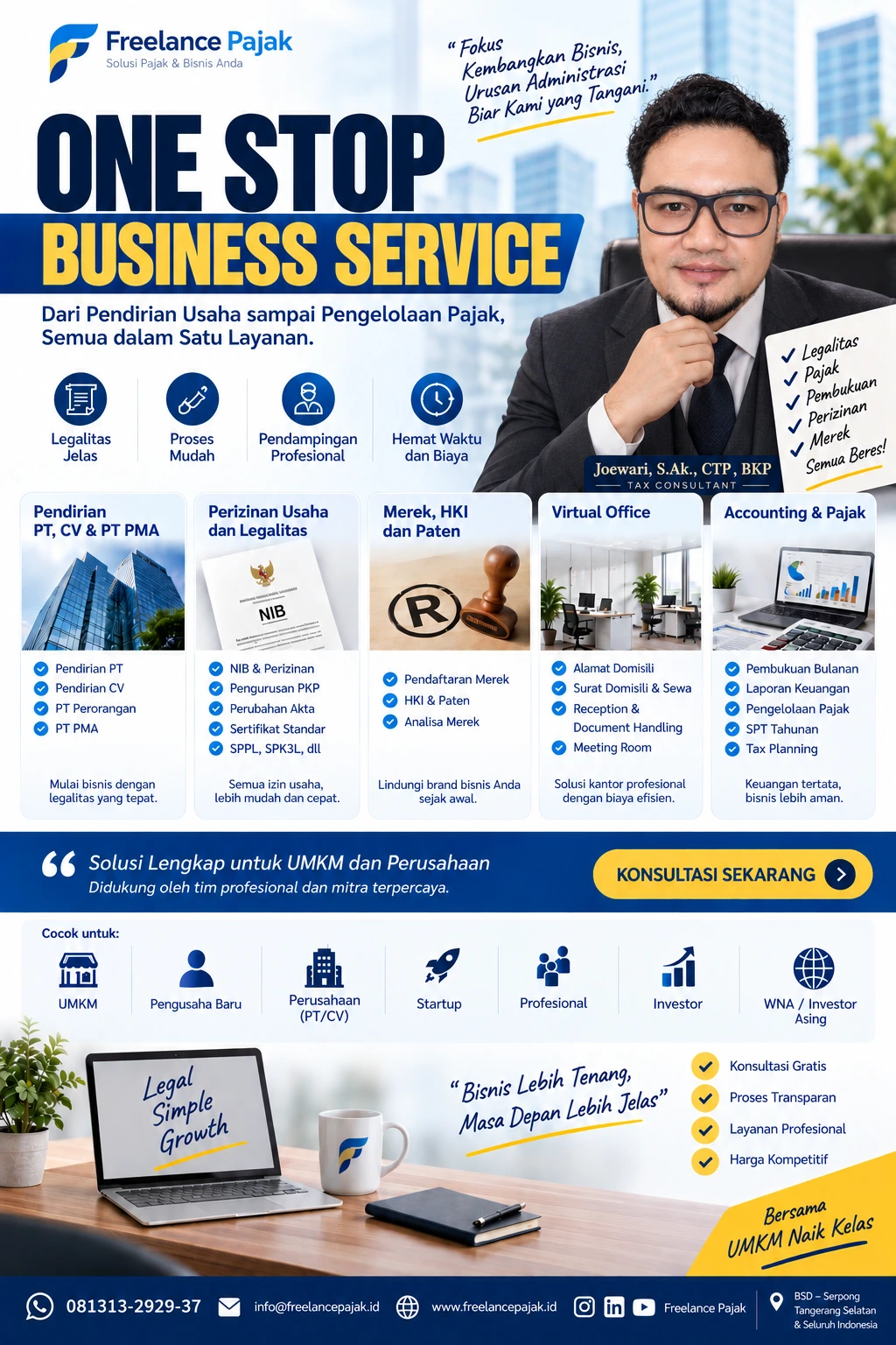 One Stop Business Service Freelance Pajak untuk legalitas, accounting dan pajak